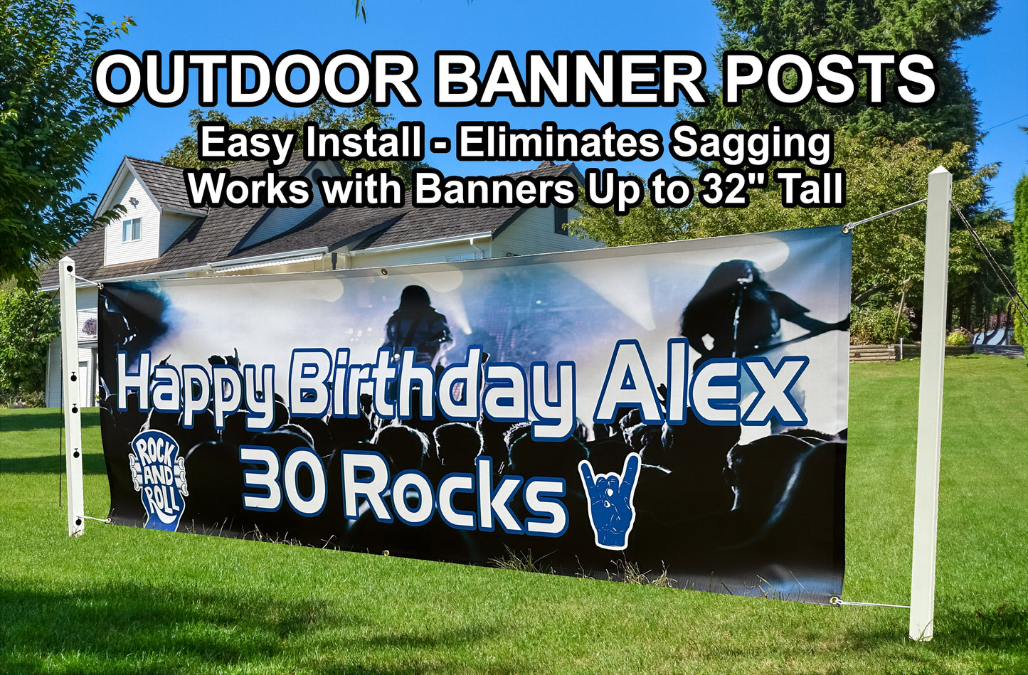 HAPPY BIRTHDAY BANNER, 4 Sizes, Custom Personalized Vinyl Indoor/Outdoor Party Celebration Decoration, Personalize Name and Age, CB107