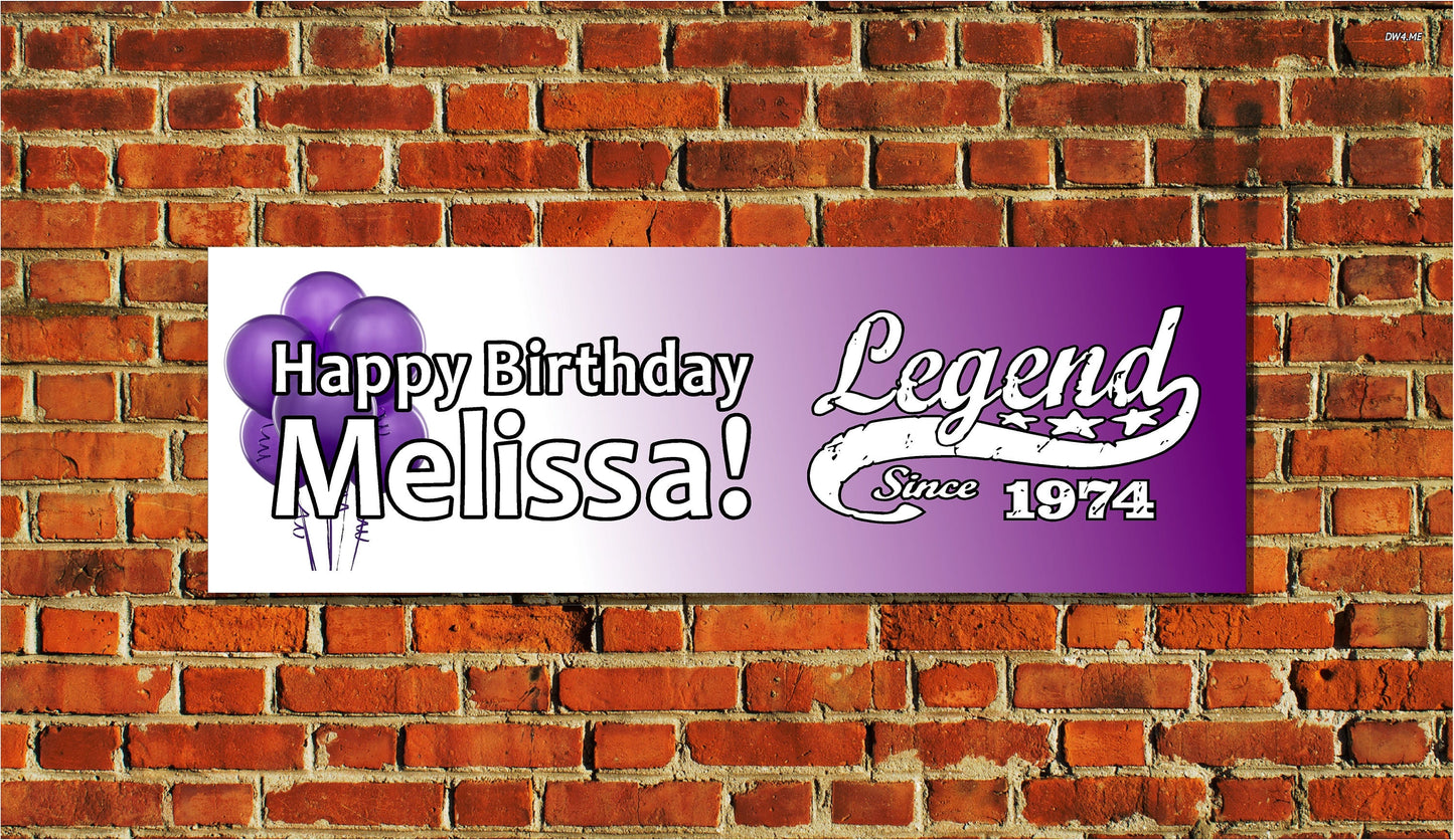 Birthday Banner, Legend Since, 4 Sizes, Custom Personalized Vinyl Indoor/Outdoor Party Decoration, BB101