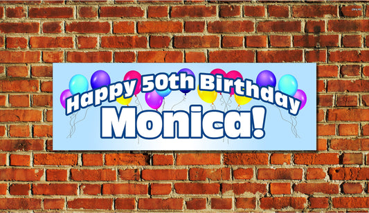 Birthday Banner, Balloons, 4 Sizes, Custom Personalized Vinyl Indoor/Outdoor Party Decoration, BB103