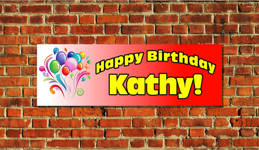 Birthday Banner, Fun Balloons, 4 Sizes, Custom Personalized Vinyl Indoor/Outdoor Party Decoration, BB104