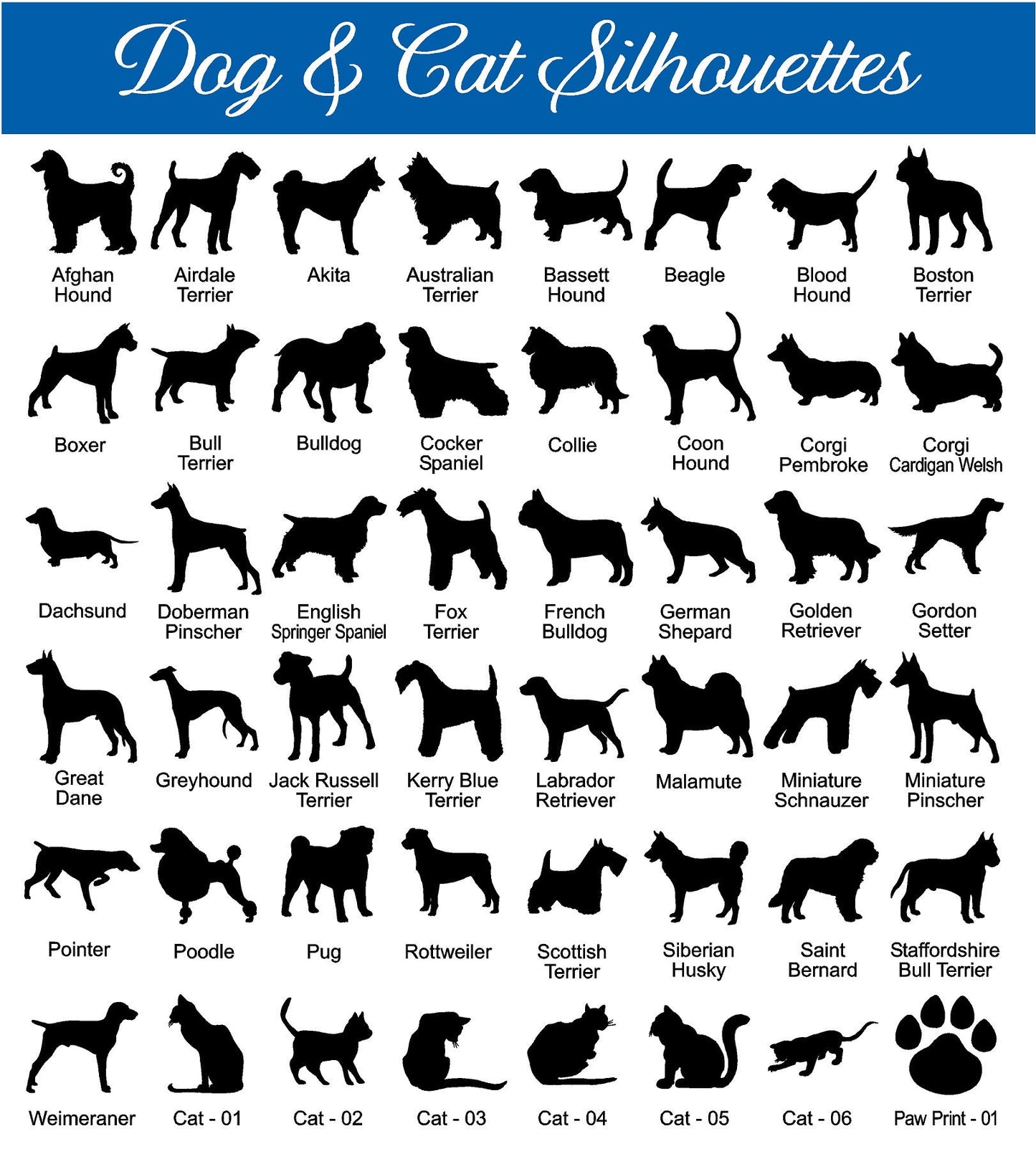 SILHOUETTE - Dog or Cat - 2 Sizes , Aluminum Composite Metal Cutout Never Rusts - will last for years and years - Great for Dog Park