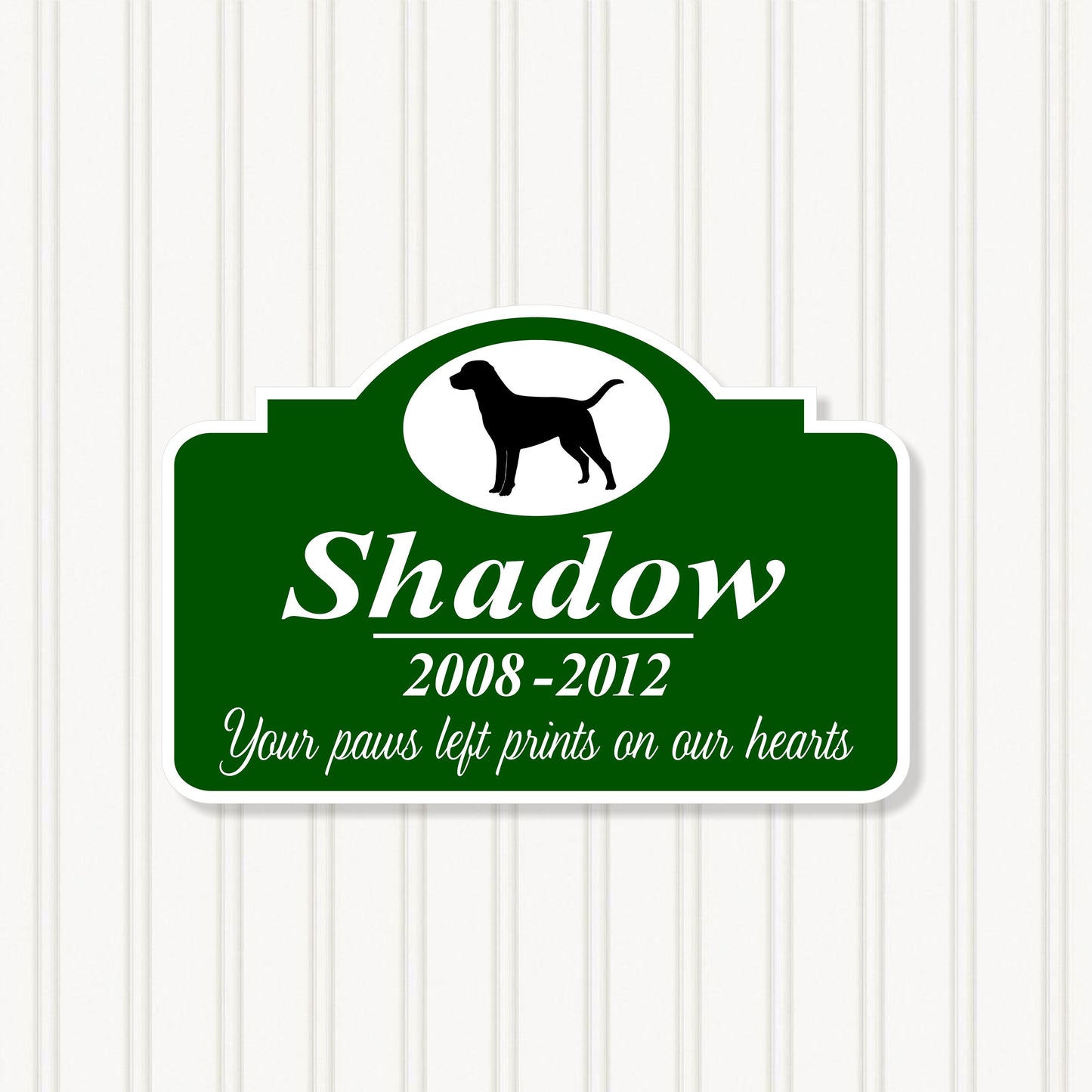 Custom Pet Memorial Marker Plaque for wall or garden mounting, Beautiful, Long Lasting, includes 12 inch stake