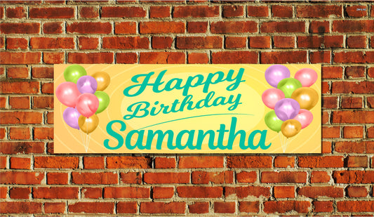 Birthday Banner, Balloons Pastel, 4 Sizes, Custom Personalized Vinyl Indoor/Outdoor Party Decoration, BB106