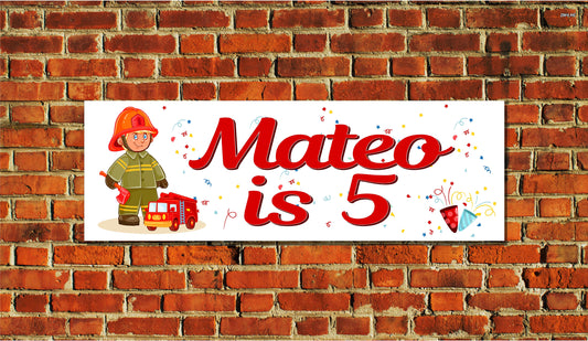 Birthday Banner, Fireman, Fire Fighter, Fire Truck, 4 Sizes, Custom Personalized Vinyl Indoor/Outdoor Party Decoration, BB107