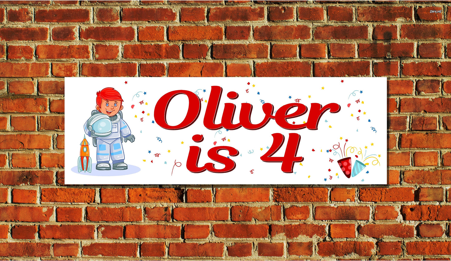 Birthday Banner, Astronaut, Spaceman, Rocket, Space, 4 Sizes, Custom Personalized Vinyl Indoor/Outdoor Party Decoration, BB109