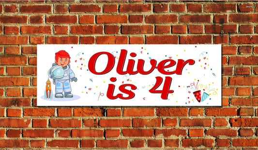 Birthday Banner, Astronaut, Spaceman, Rocket, Space, 4 Sizes, Custom Personalized Vinyl Indoor/Outdoor Party Decoration, BB109