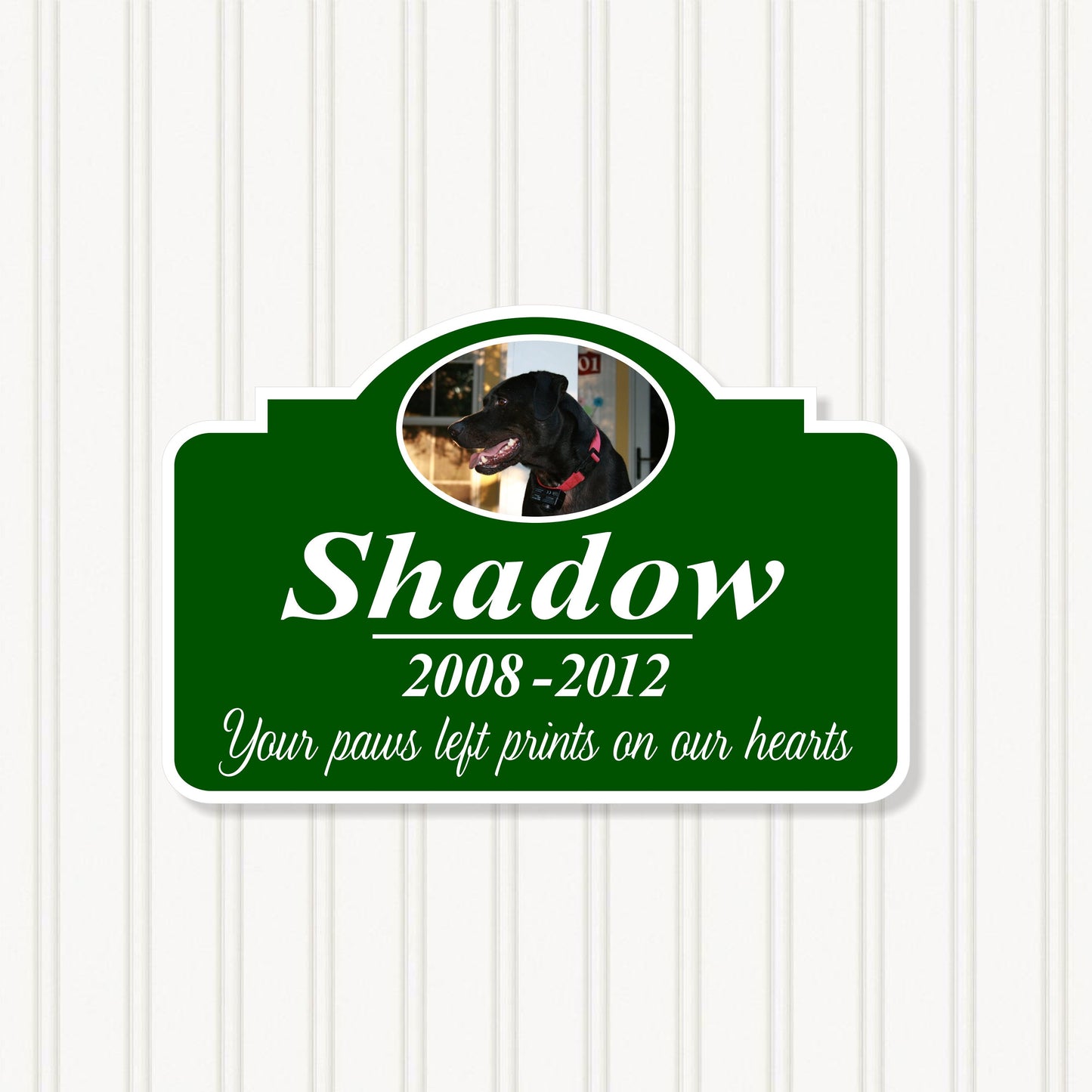 Custom Pet Memorial Marker Plaque for wall or garden mounting, Beautiful, Long Lasting, includes 12 inch stake