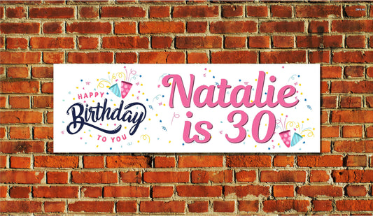 Birthday Banner, Confetti, 4 Sizes, Custom Personalized Vinyl Indoor/Outdoor Party Decoration, BB105