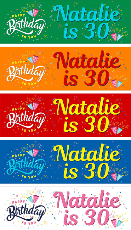 Birthday Banner, Confetti, 4 Sizes, Custom Personalized Vinyl Indoor/Outdoor Party Decoration, BB105