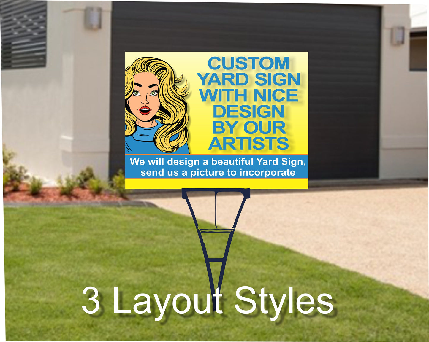 Real Estate Yard Sign, Custom Realty Sign, Personalized Broker Agent Sign, 18in x 24in, Beautiful, Corrugated Plastic, 2 mounting options