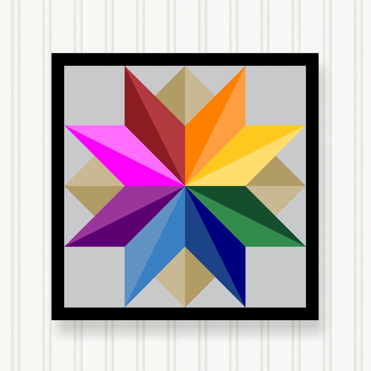 BARN QUILT Block, Beautiful Outdoor or Indoor Square, 7 Sizes, Wall Art Decor, Barn Quilt Sign, Barn Quilt Design BQ034-03