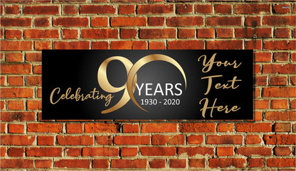 Custom Anniversary Banner, 10, 20, 30, 40, 50, 60, 70, 80, 90, 100 Years - 4 Sizes - Beautiful, Retirement Personalized