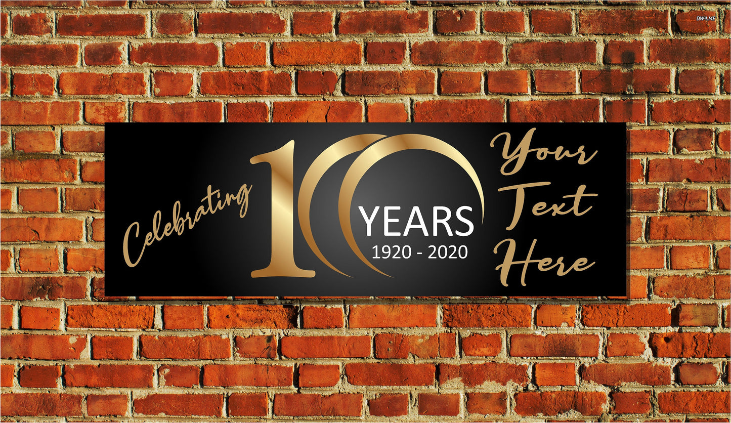 Custom Anniversary Banner, 10, 20, 30, 40, 50, 60, 70, 80, 90, 100 Years - 4 Sizes - Beautiful, Retirement Personalized