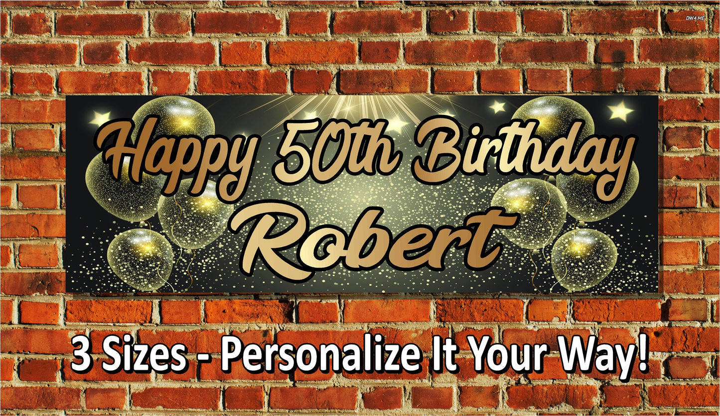 Birthday Banner, Milestone, 4 Sizes, Custom Personalized Vinyl Indoor/Outdoor Party Decoration, 25th 30th 40th 50th 60th 70th 80th, BB112