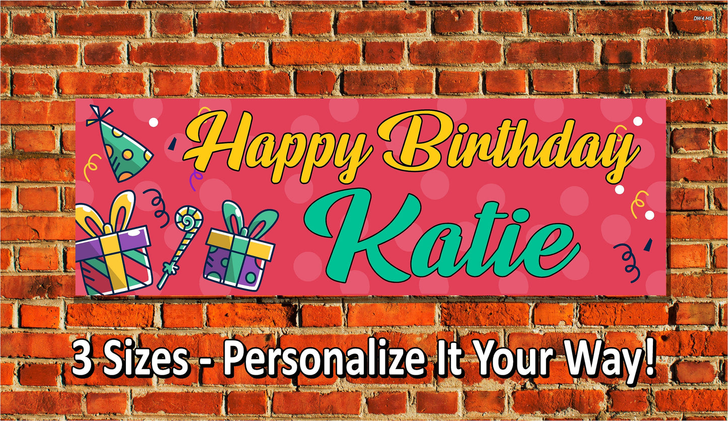 Birthday Banner, Cake, 4 Sizes, Custom Personalized Vinyl Indoor/Outdoor Party Decoration, BB116