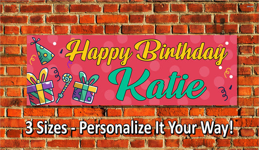 Birthday Banner, Cake, 4 Sizes, Custom Personalized Vinyl Indoor/Outdoor Party Decoration, BB116