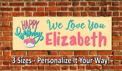 Birthday Banner, Balloons Party Theme, 4 Sizes, Custom Personalized Vinyl Indoor/Outdoor Party Decoration, BB119