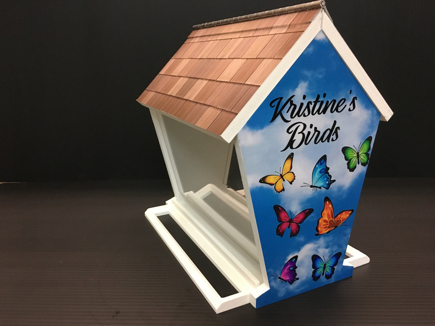 Deluxe Bird Feeder w/ Personalized Name and 9 choices of Beautiful Graphics | Solid Building Grade PVC | 3 Mounting Options | Lasts Years