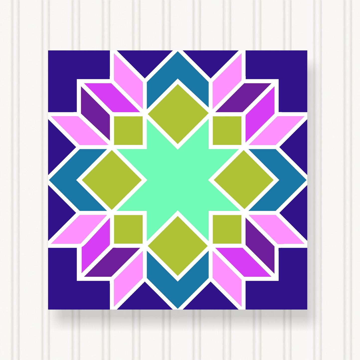 BARN QUILT Block, Beautiful Outdoor or Indoor Square, 7 Sizes, Wall Art Decor, Barn Quilt Sign, Barn Quilt Design BQ057