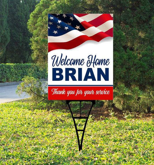 Welcome Home, Thank You For Your Service Yard Sign,  Corrugated Plastic, inc: stake, YSW-101