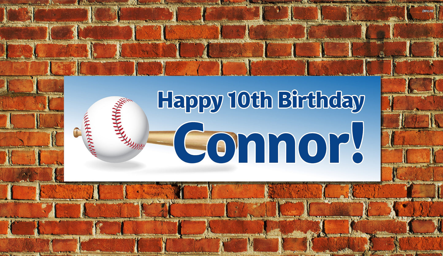 Birthday Banner, Baseball, Softball, 4 Sizes, Custom Personalized Vinyl Indoor/Outdoor Party Decoration, BB129
