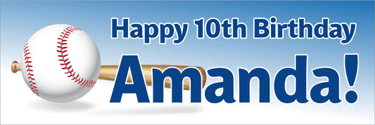 Birthday Banner, Baseball, Softball, 4 Sizes, Custom Personalized Vinyl Indoor/Outdoor Party Decoration, BB129