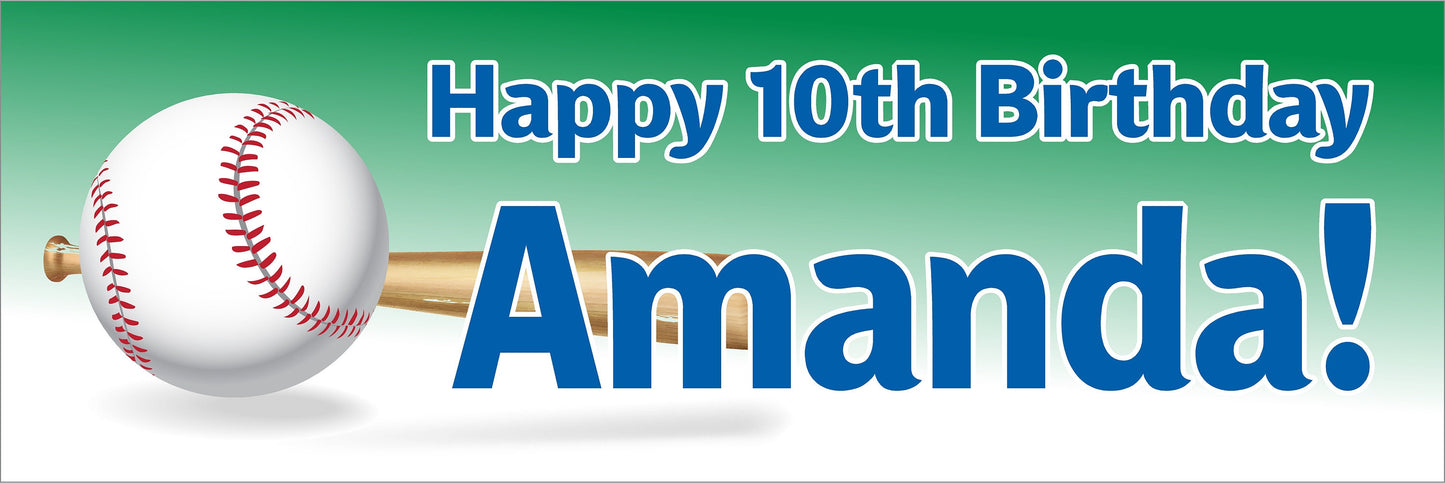 Birthday Banner, Baseball, Softball, 4 Sizes, Custom Personalized Vinyl Indoor/Outdoor Party Decoration, BB129