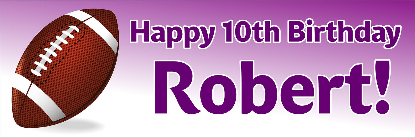 Birthday Banner, Football, 4 Sizes, Custom Personalized Vinyl Indoor/Outdoor Party Decoration, BB132