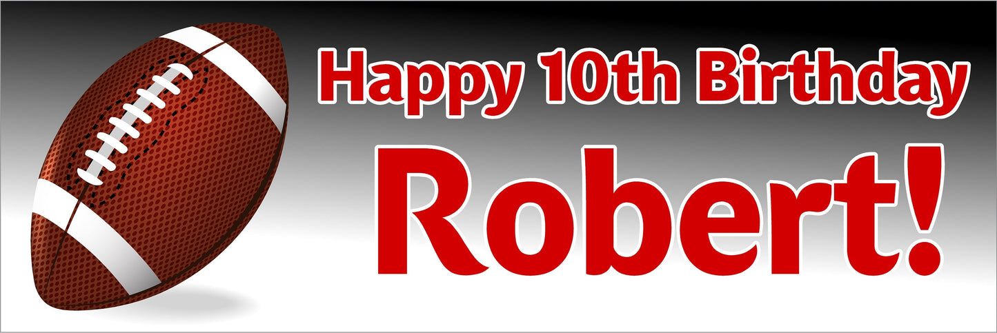 Birthday Banner, Football, 4 Sizes, Custom Personalized Vinyl Indoor/Outdoor Party Decoration, BB132