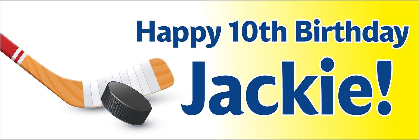 Birthday Banner, Hockey, 4 Sizes, Custom Personalized Vinyl Indoor/Outdoor Party Decoration, BB133