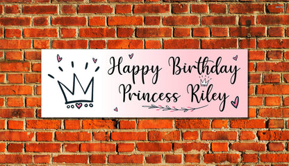 Birthday Banner, Princess, 4 Sizes, Custom Personalized Vinyl Indoor/Outdoor Party Decoration, BB126