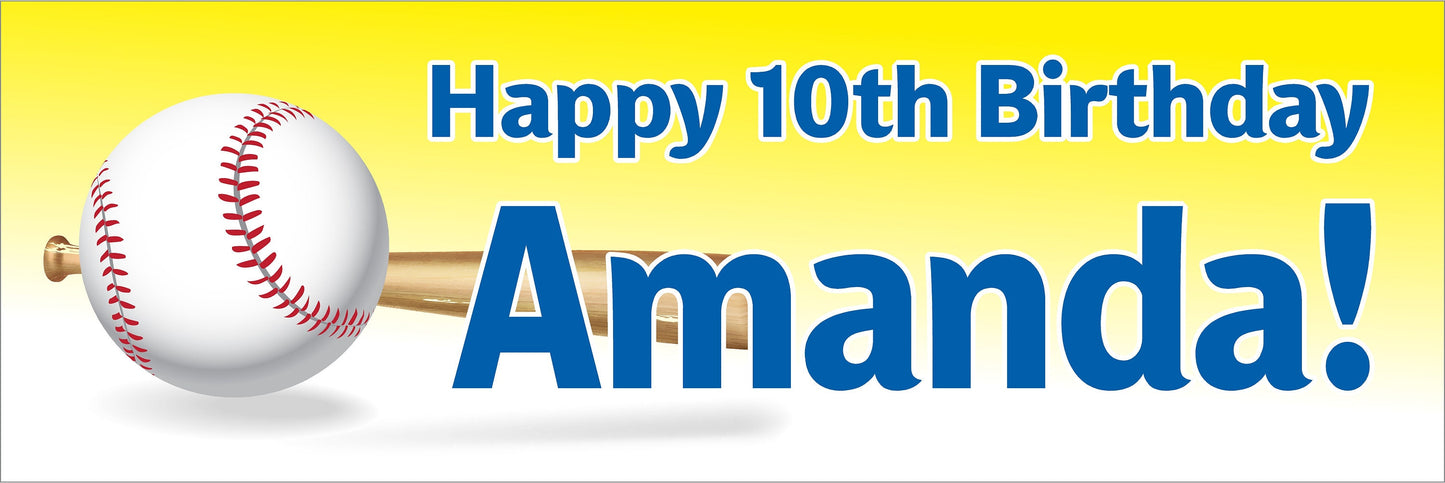 Birthday Banner, Baseball, Softball, 4 Sizes, Custom Personalized Vinyl Indoor/Outdoor Party Decoration, BB129