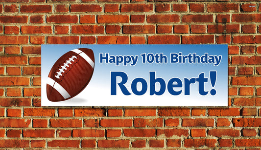 Birthday Banner, Football, 4 Sizes, Custom Personalized Vinyl Indoor/Outdoor Party Decoration, BB132