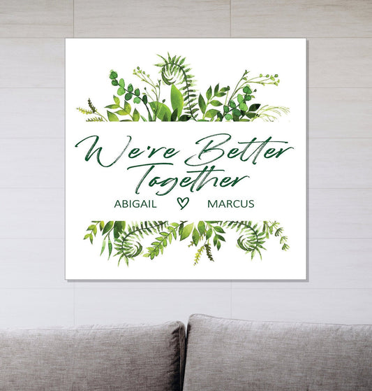 Watercolor Style Floral / Foliage Canvas Sign - Choose from 8 Standard Phrases or Your Totally Custom Saying - 4 Sizes - 1" Thick - HSC11003