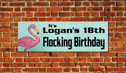 Birthday Banner, What The Flock, Oh Flock, Flamingo, 4 Sizes, Custom Personalized Vinyl Indoor/Outdoor Party Decoration