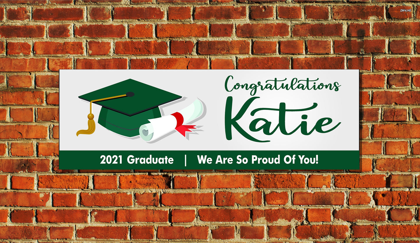 GRADUATION BANNER SIGN | 2024 High School / College Logo | Senior Grad Graduate Congrats | Personalized Outdoor Yard Lawn Party Decor BG101