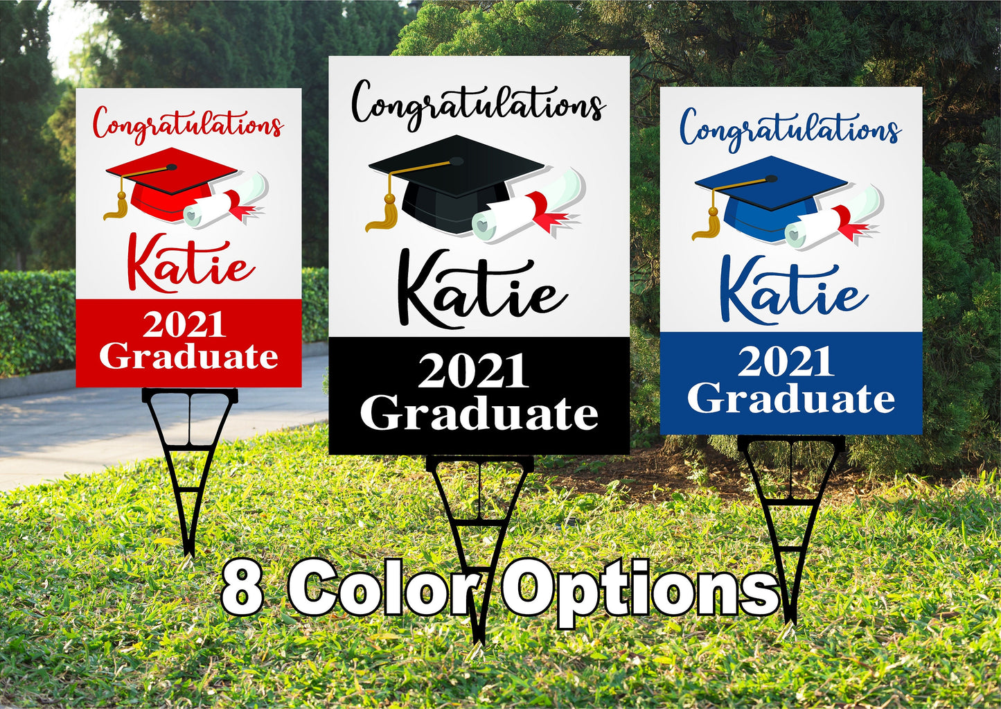 GRADUATION BANNER SIGN | 2024 High School / College Logo | Senior Grad Graduate Congrats | Personalized Outdoor Yard Lawn Party Decor BG101