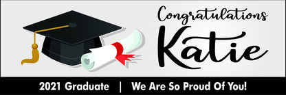 GRADUATION BANNER SIGN | 2024 High School / College Logo | Senior Grad Graduate Congrats | Personalized Outdoor Yard Lawn Party Decor BG101