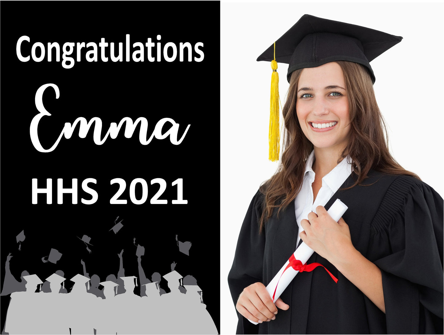 GRADUATION YARD SIGN | 2021 High School / College Senior Photo Grad Graduate Congrats | Personalized Outdoor Lawn Card Decoration | YSG102