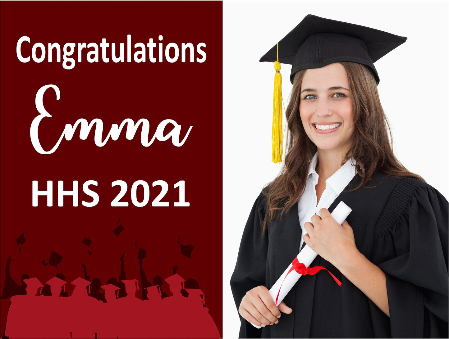GRADUATION YARD SIGN | 2021 High School / College Senior Photo Grad Graduate Congrats | Personalized Outdoor Lawn Card Decoration | YSG102