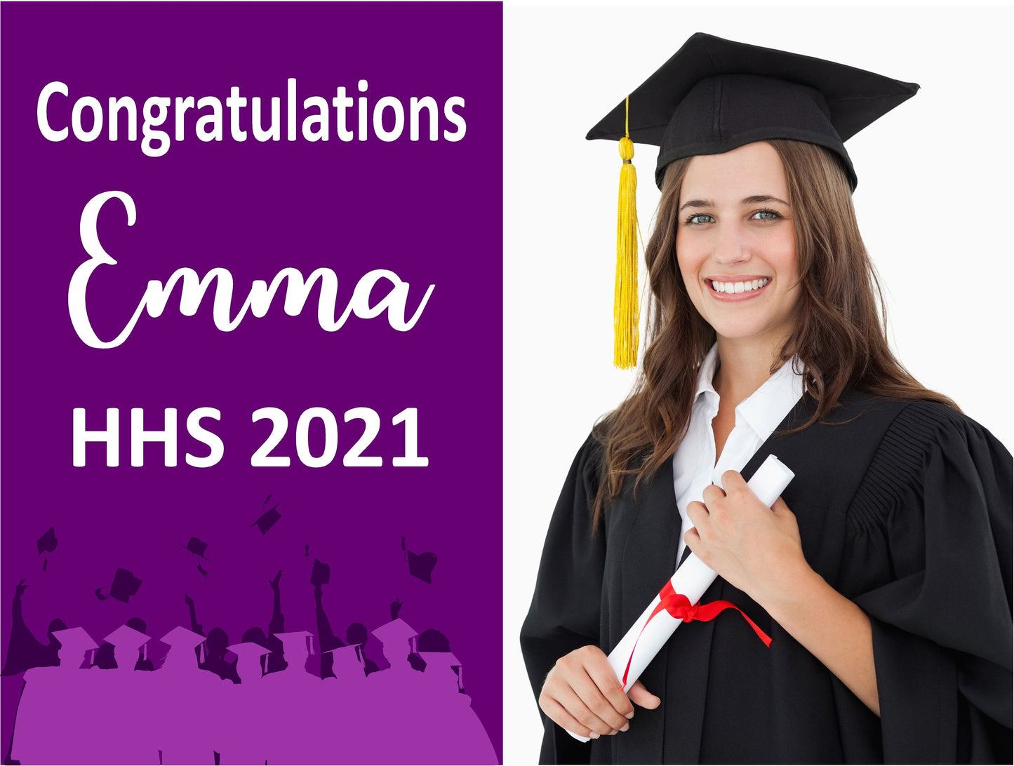 GRADUATION YARD SIGN | 2021 High School / College Senior Photo Grad Graduate Congrats | Personalized Outdoor Lawn Card Decoration | YSG102