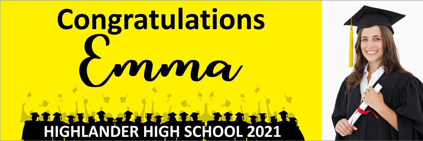 GRADUATION BANNER SIGN | 2024 High School / College Photo | Senior Grad Graduate Congrats | Personalized Outdoor Yard Lawn Party Decor BG101