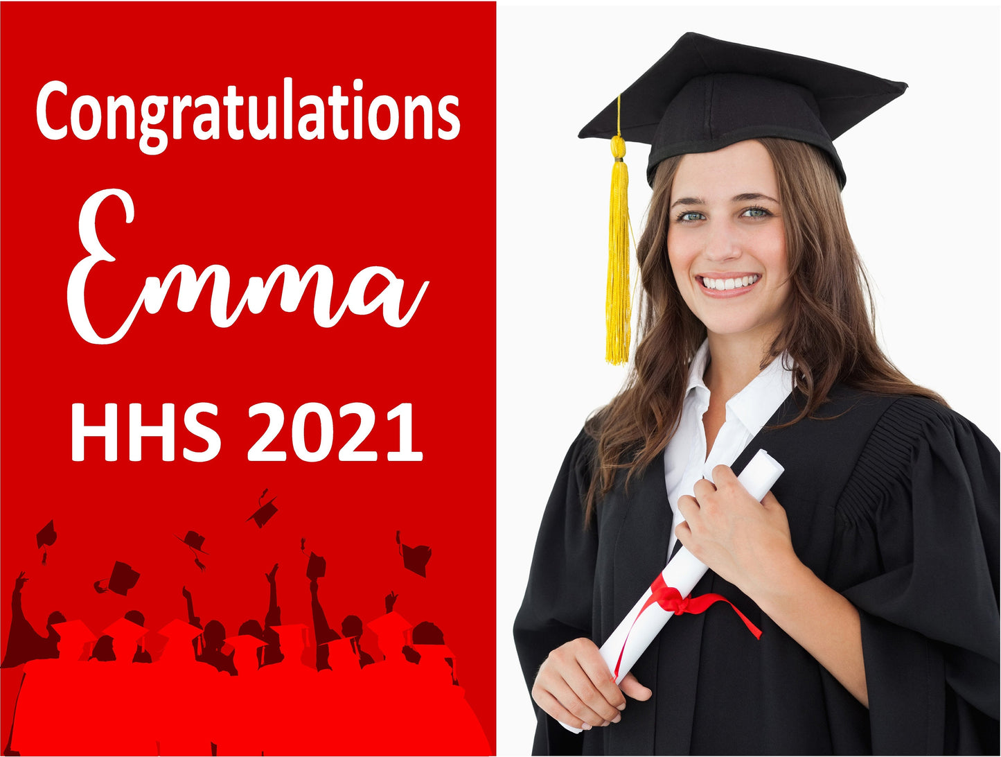 GRADUATION YARD SIGN | 2021 High School / College Senior Photo Grad Graduate Congrats | Personalized Outdoor Lawn Card Decoration | YSG102