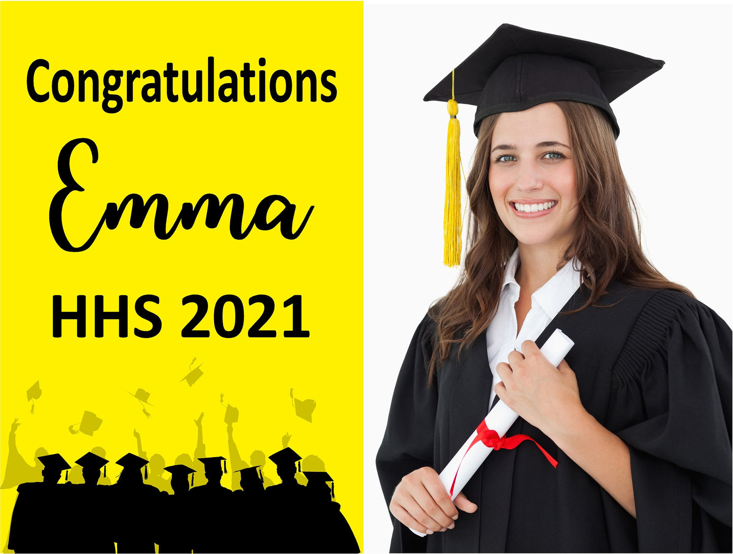 GRADUATION YARD SIGN | 2021 High School / College Senior Photo Grad Graduate Congrats | Personalized Outdoor Lawn Card Decoration | YSG102