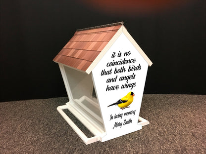 Favorite Bird Memorial Feeder w/Favorite Bird, Flower & Saying | Solid Building Grade PVC | Includes Multiple Mounting Options | Lasts Years
