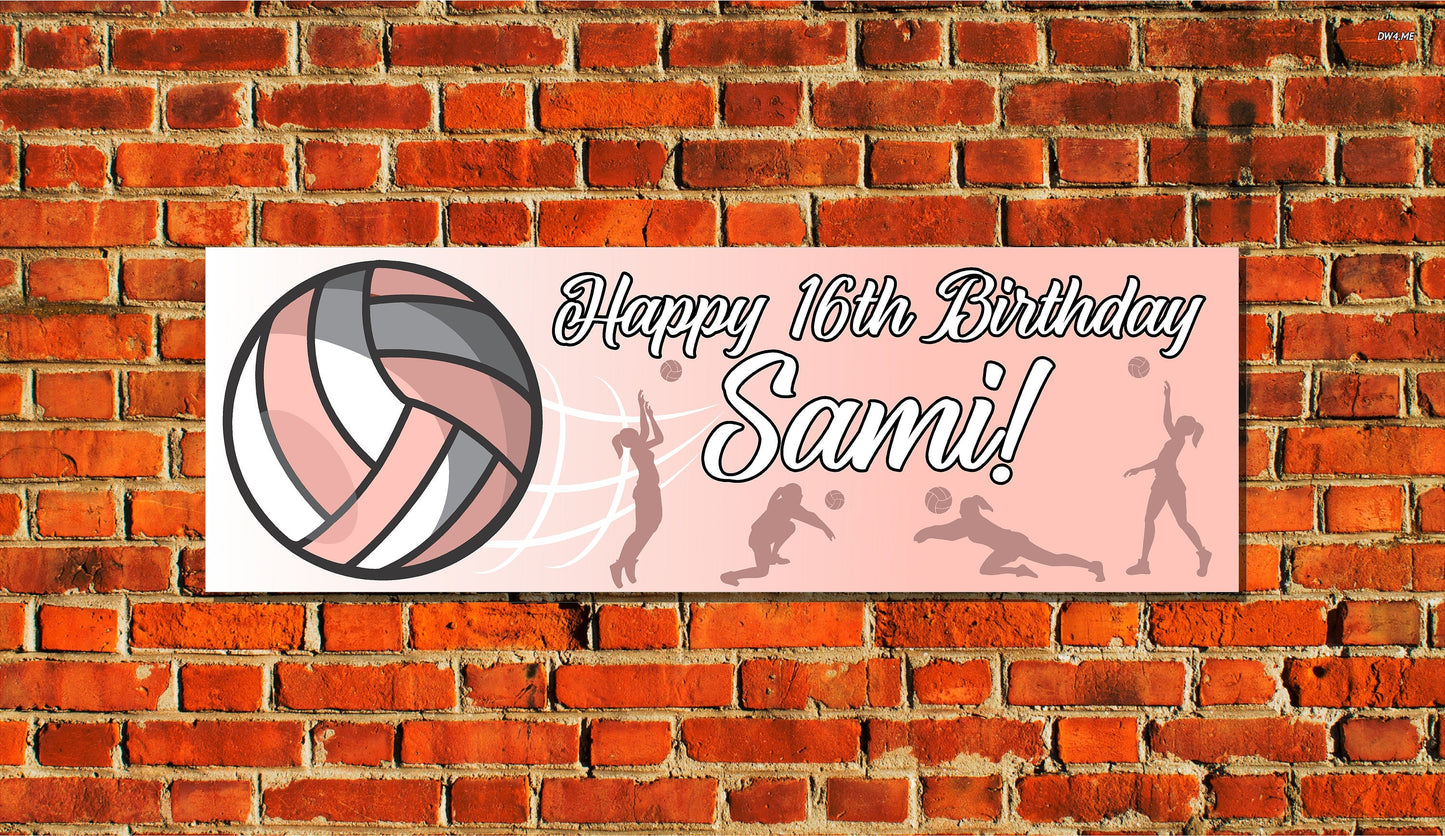 Birthday Banner, Volleyball, 4 Sizes, Custom Personalized Vinyl Indoor/Outdoor Party Decoration, BB137