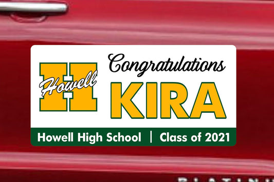 GRADUATION CAR MAGNET | 2021 High School / College Senior Grad Graduate Congrats | Personalized Drive-By Decor Magnetic Sign, 12in x 24in