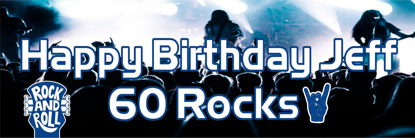 Birthday Banner, Rock & Roll, Rock n Roll, Band Theme, 4 Sizes, Custom Personalized Vinyl Indoor/Outdoor Party Decoration, BB140