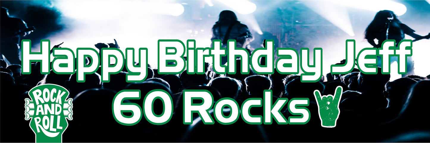 Birthday Banner, Rock & Roll, Rock n Roll, Band Theme, 4 Sizes, Custom Personalized Vinyl Indoor/Outdoor Party Decoration, BB140