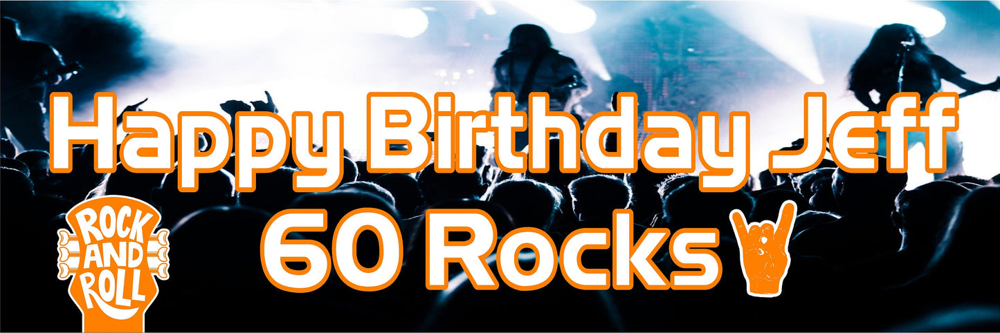 Birthday Banner, Rock & Roll, Rock n Roll, Band Theme, 4 Sizes, Custom Personalized Vinyl Indoor/Outdoor Party Decoration, BB140